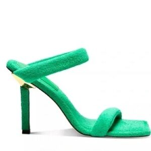 Good American Terry Slip-On High Heeled Sandals -‎ Green TRENDY Y2K